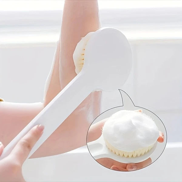 1pc Scrub Bath Brush Long Handle Soft Wool Nylon Dirt Brush Perfect For Shower