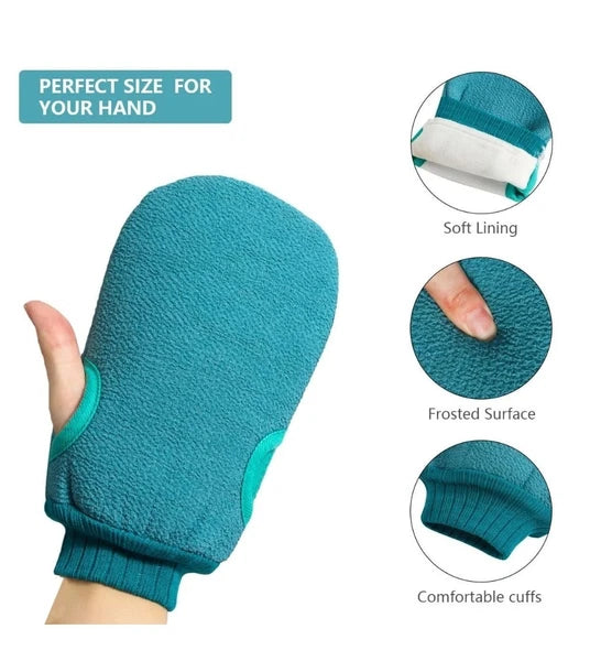 Body Scrubber Shower Set , Back Scrubber, Sponge Pad & Loofah Mesh. TEAL
