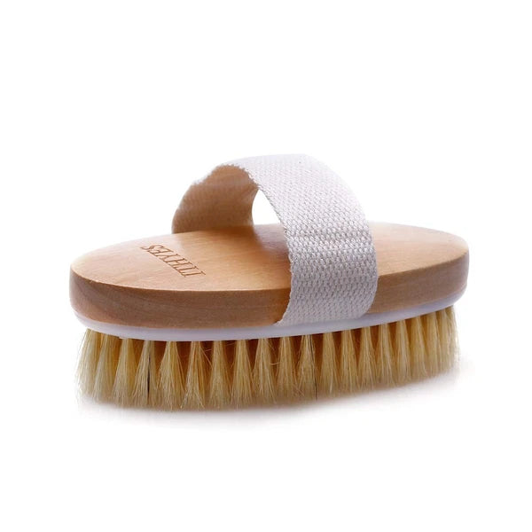 Ithyes Dry Brushing Body Brush Exfoliating Brush Natural Bristle Bath Brush for