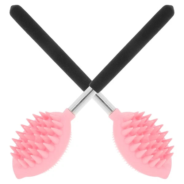 2 Pcs Bath Brush Child Back for Shower Ergonomic Silicone Body Scrubber