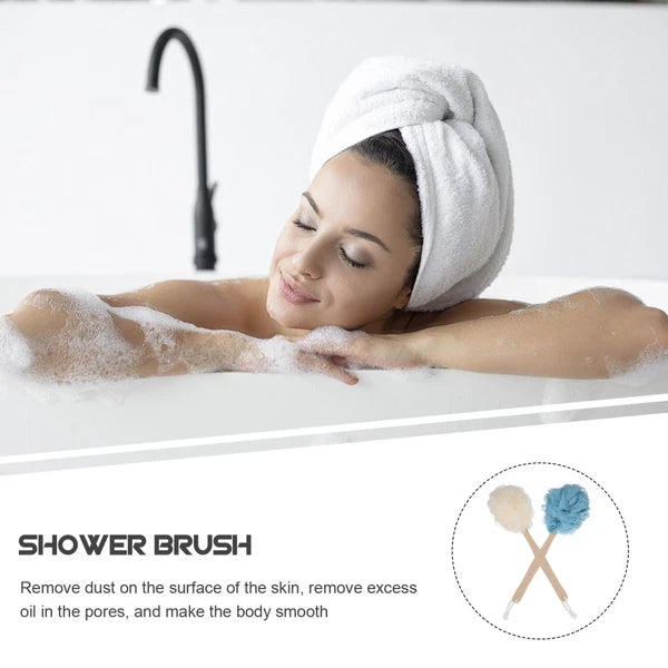 2 Pcs Baby Man Bathtub Brush with Long Handle Back Scrubber Soft Shower