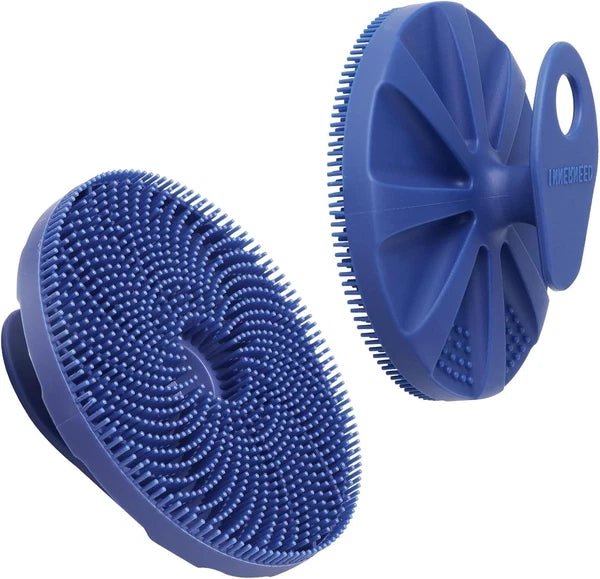 Silicone Body Scrubber Exfoliating/Massaging Shower Brush, Dk Blue