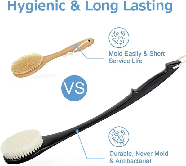 Exfoliating Shower Brush Bath Body Brush Never Mold Back Brush Long Handle for