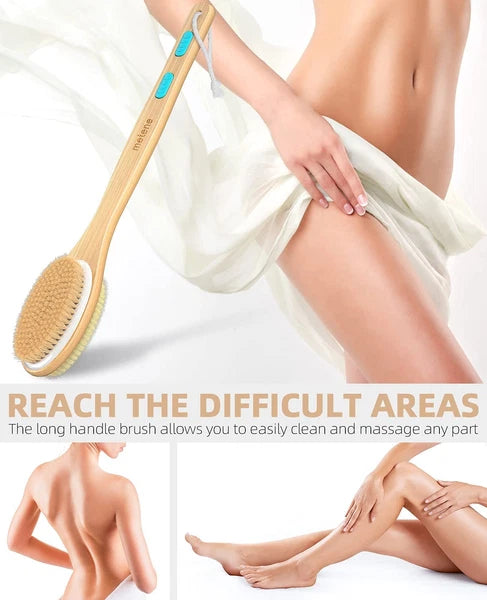 Metene Shower Brush with Soft and Stiff Bristles, Bath Dual-Sided Long Handle...