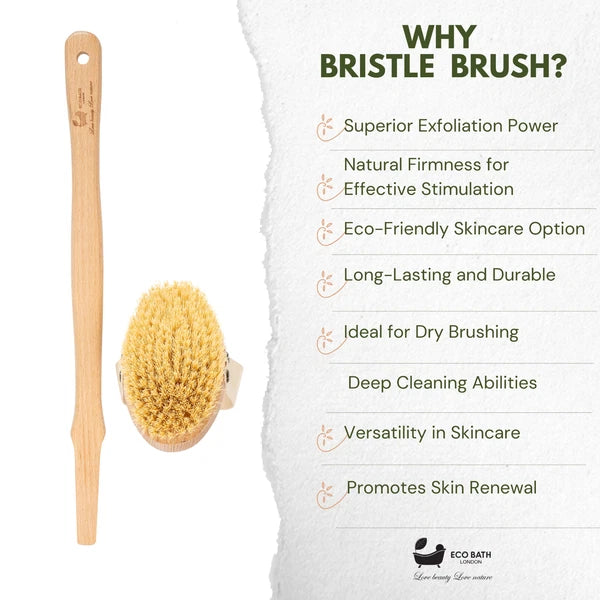 Eco Bath London Natural Soft Bristle Body Brush with Detachable Handle
