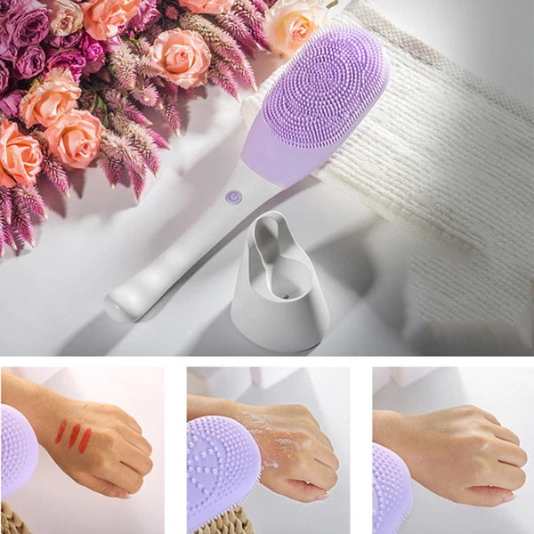 Electric Massage Body Bath Brush Silicone Shower Brush Waterproof Back Scrubber