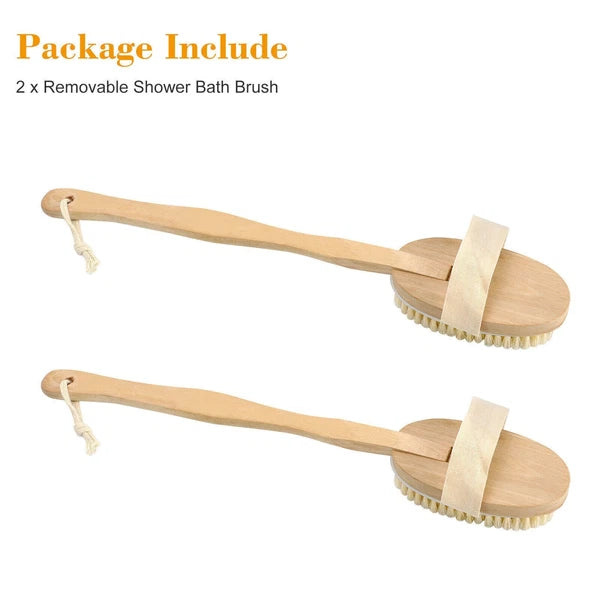 4PCS Natural Bristle Wooden Bath Shower Body Back Dry Skin Brush Spa Scrubber