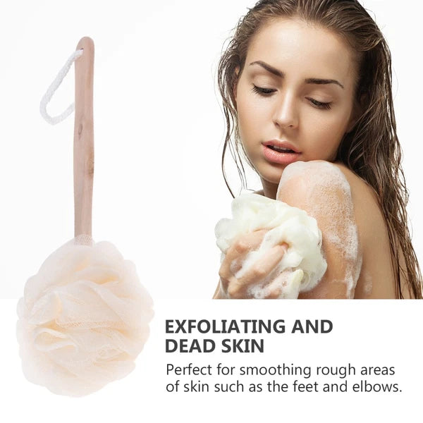 Bath Sponge Brush with Long Handle Exfoliating Back Scrubber Loofah Mesh