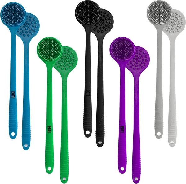 Bendable Long Handled Silicone Body Brush & Hair Scrubber - Bath Shower Back Bru