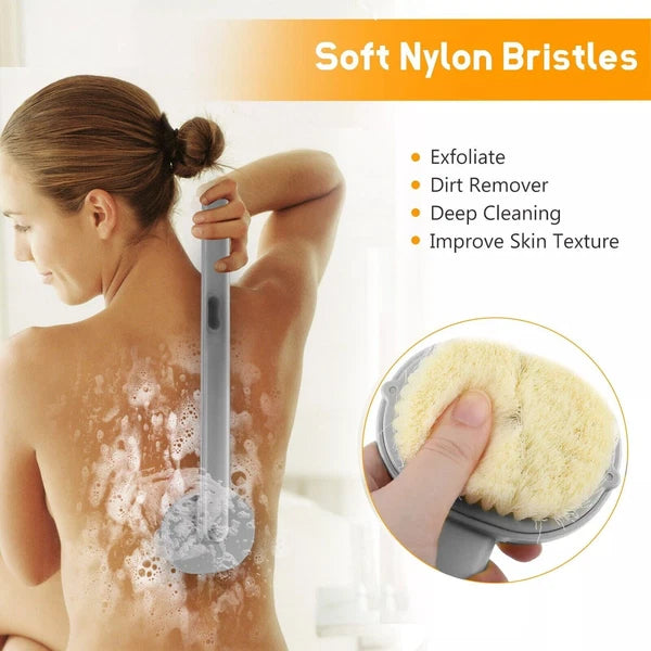 Long Handle Bath Shower Brush, Back Scrubber Body Exfoliator Clean Sponge Brush
