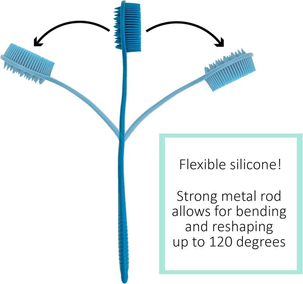 Bendable Long Handled Silicone Body Brush & Hair Scrubber - Bath Shower Back Bru