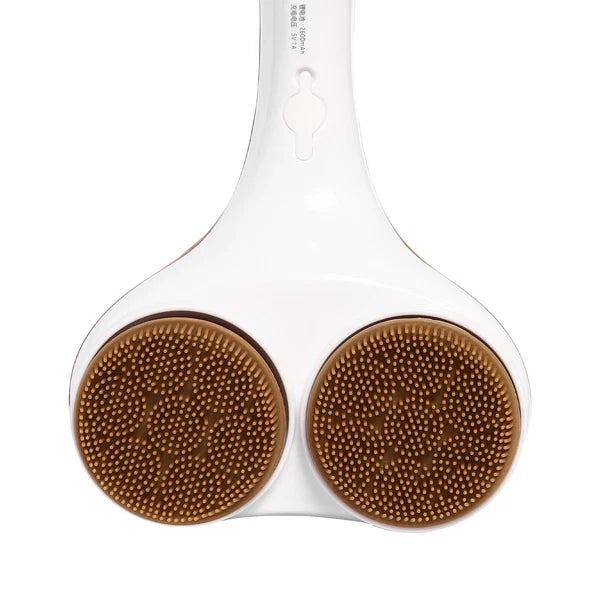 Electric Rechargeable Body Brush Back Scrubber Shower Brush Long Handle - 2 Head