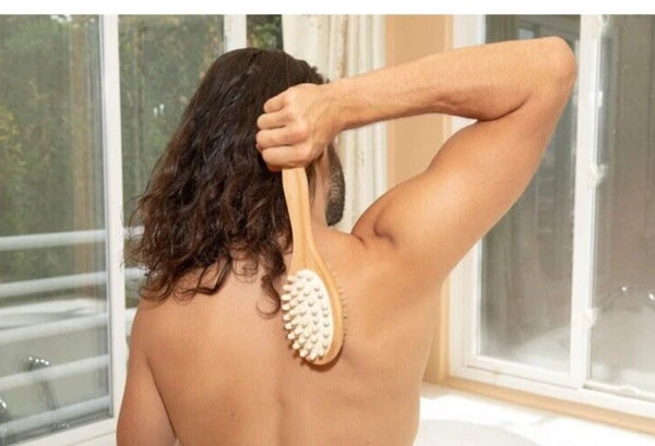 GranNaturals Dry Body Exfoliating Shower Bath Brush Natural Bristles Scrub New