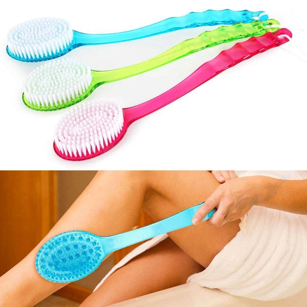Bath Body Brush Soft Bristles Shower Back Scrubber Anti Slip Long Handle W/ Rope