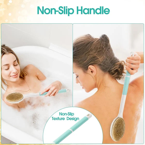 Back Scrubber for Shower Long Handle Body Brush Soft & Stiff Bristles Exfoliate