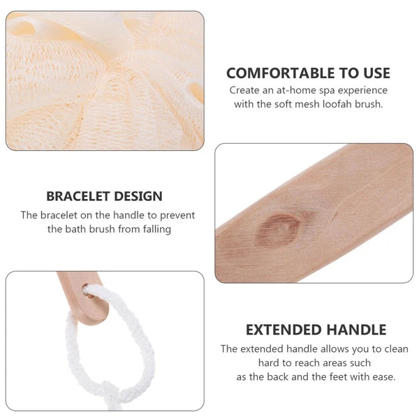 Bath Sponge Brush Long Handle Exfoliating Scrubber for Sensitive Skin Health