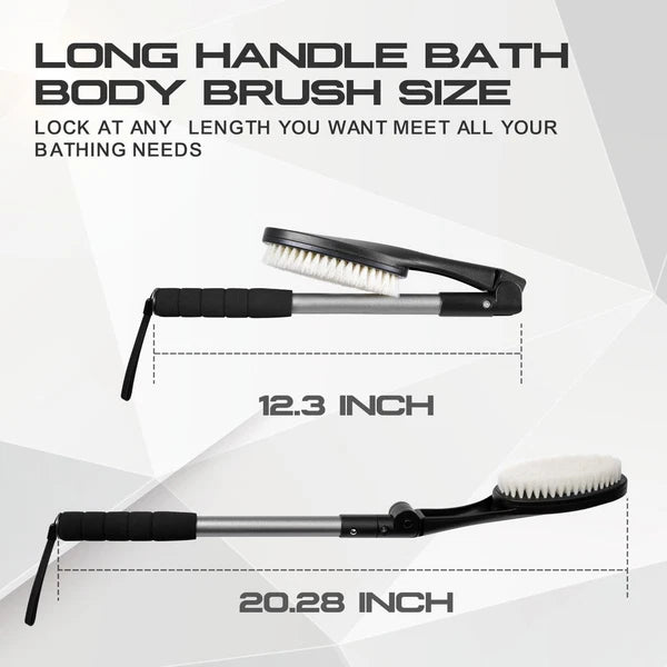 Body Brush for Back, Long Handle Bath Brush for Showering, Adjustable Head Ba...
