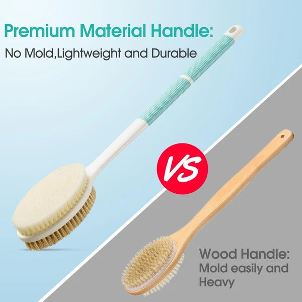 Back Scrubber for Shower Long Handle Body Brush Soft & Stiff Bristles Exfoliate