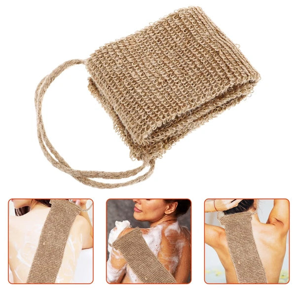 Jute Back Washer Bath Towel Shower Body Scrubber Scratcher for Men Brush Women