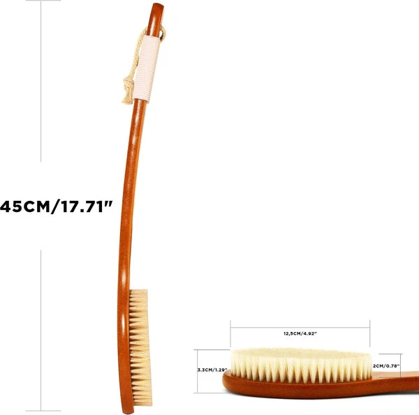 Bath Brush Exfoliating Long Handle Shower Scrubber Back Brush Boar Bristles