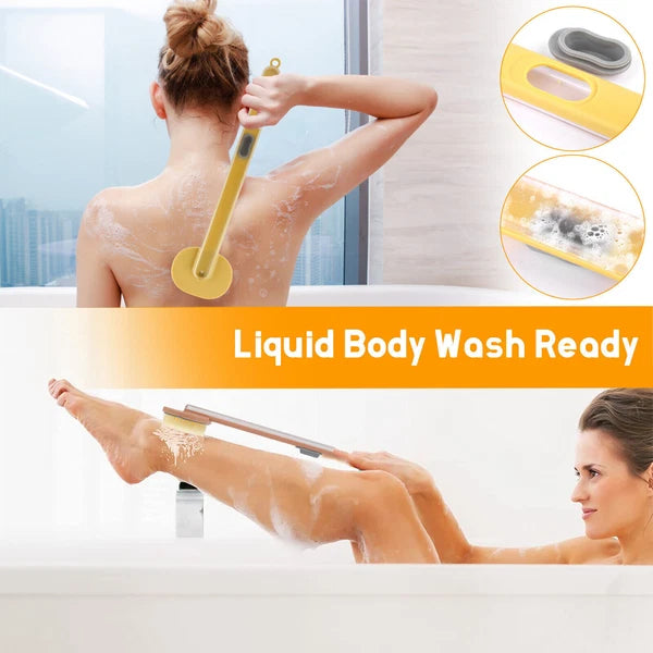 Long Handle Bath Shower Brush, Back Scrubber Body Exfoliator Clean Sponge Brush