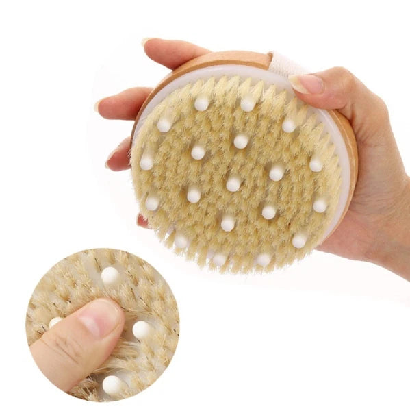 Natural Bristle Wooden Body Brush – Dry Brushing Spa & Shower Scrubber