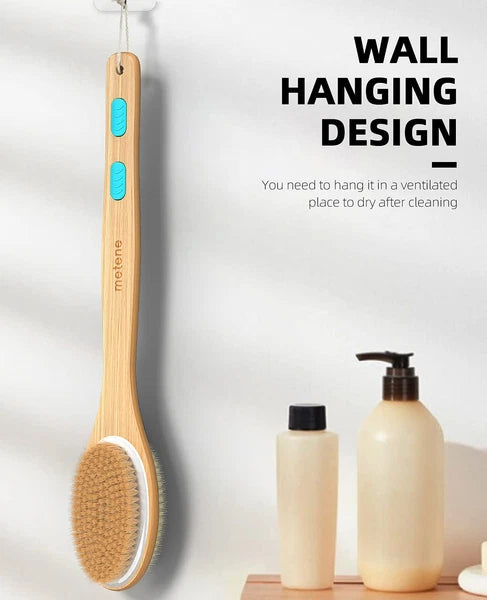 Metene Shower Brush with Soft and Stiff Bristles, Bath Dual-Sided Long Handle...