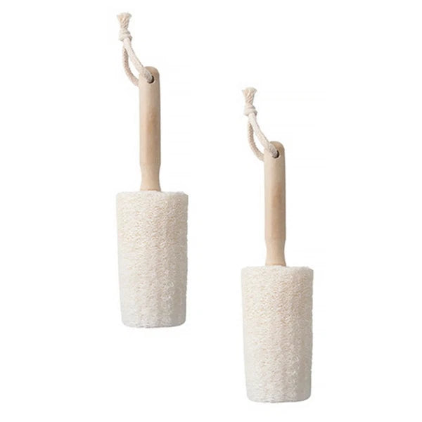 2Pcs Loofah Body Brush with Handle for Exfoliating Bathing