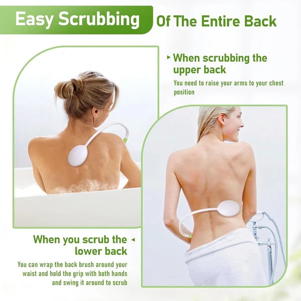 Ergonomic U-Shaped Back Bath Brush with Dual-Sided Silicone Scrubber for Comfort