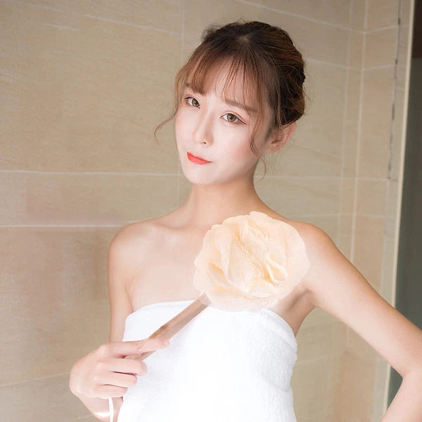 Loofah Bath Brush Long Handle Exfoliating Sponge for Shower and Travel