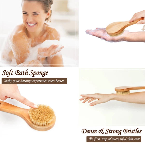Dry Brushing Body Brush Wood Shower Bath Back Brush Skin Massage Scrubber Spa