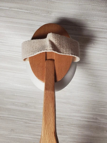 Long Wood Bath Body Cream Skin Lotion Applicator Back Shower Brush Massager Pads