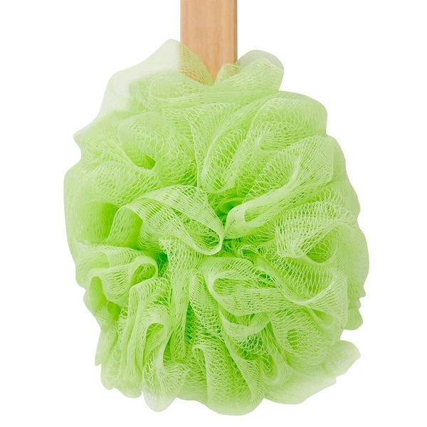 4 Pack Back Scrubber for Shower, Loofah on a Stick, 4 Assorted Colors, 16 in