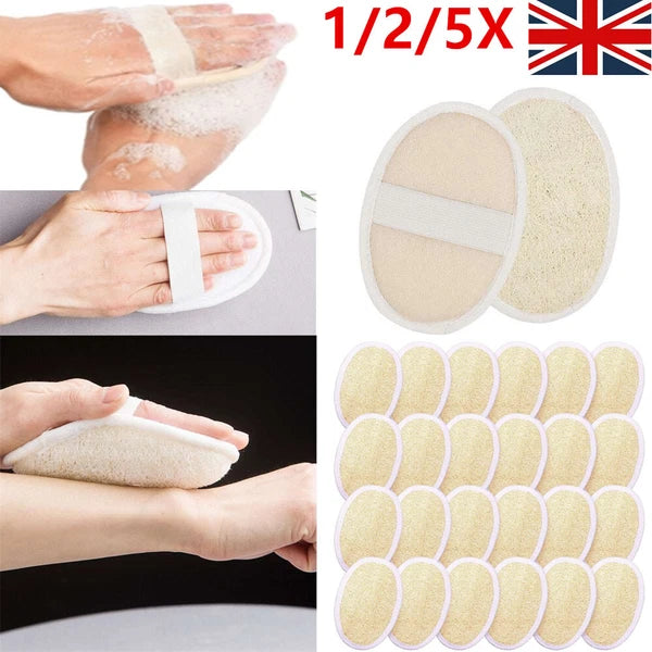 1-5X Body Scrubber Brush Exfoliating Natural Loofah Pad Luffa Shower Sponge Bath