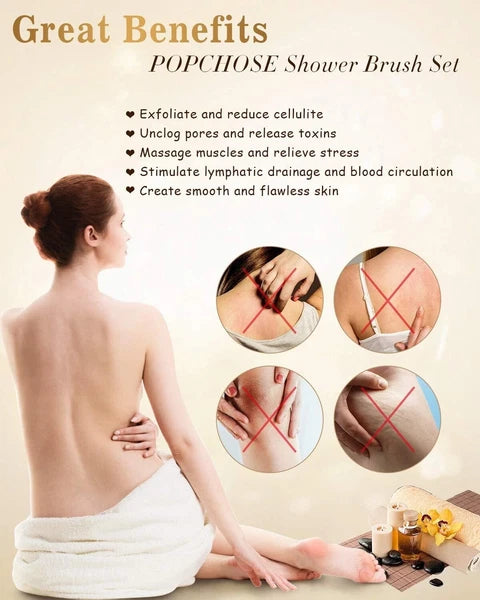 Dry Brushing Body Brush Bamboo 15 Inch Dual Heads Exfoliating Shower Tool