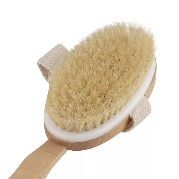 4x Long Handle Bath Brush Natural Bristles Body Back Shower Washing Scrubber