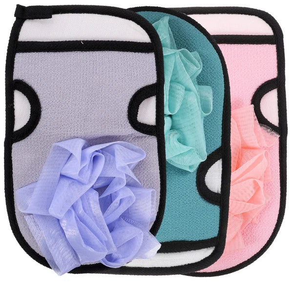 3 Pcs Bath Gloves Multi-functional Exfoliating Brush Travel Back Scrubber
