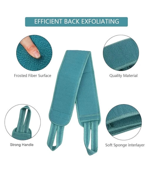 Body Scrubber Shower Set , Back Scrubber, Sponge Pad & Loofah Mesh. TEAL