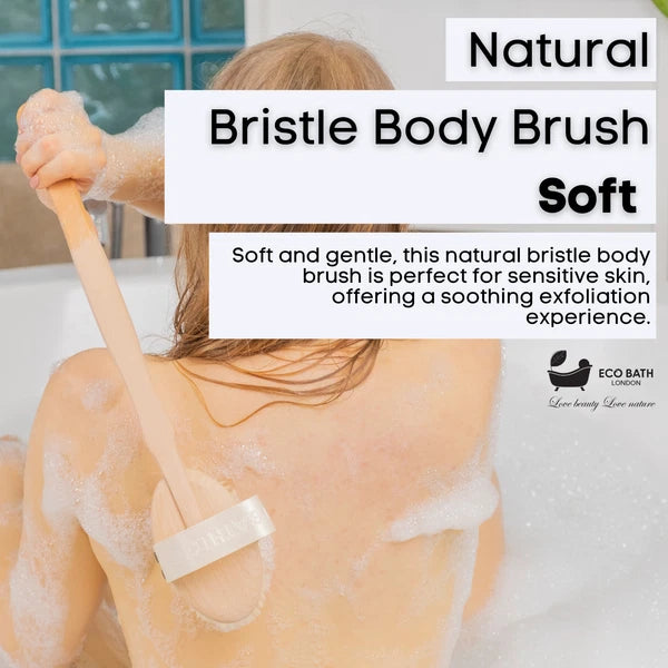 Eco Bath London Natural Soft Bristle Body Brush with Detachable Handle