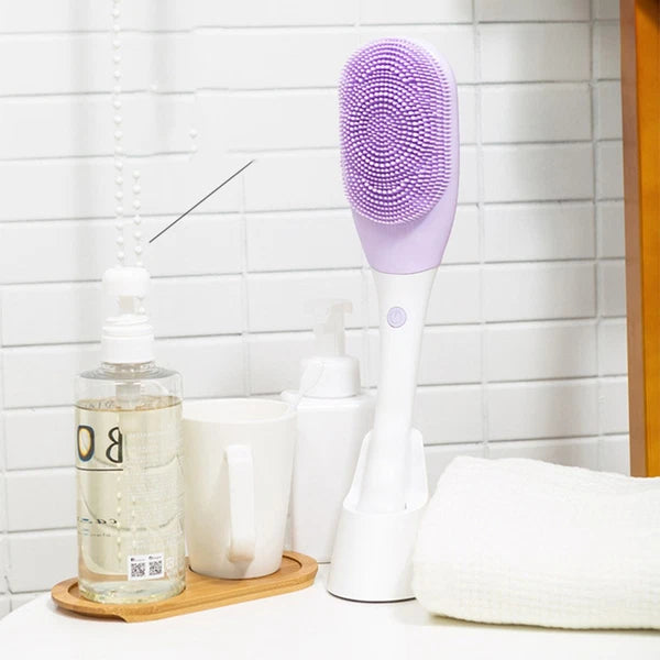 Electric Massage Body Bath Brush Silicone Shower Brush Waterproof Back Scrubber