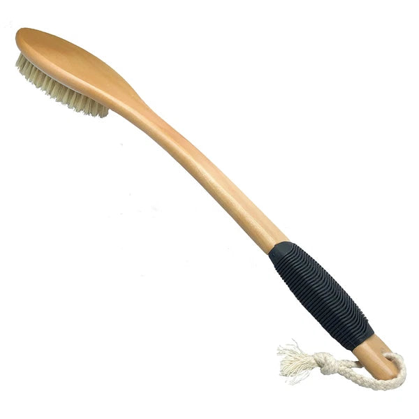 Bath Brush Wooden Curved Long Handle Antiskid Shower Brush For Exfoliating Natur