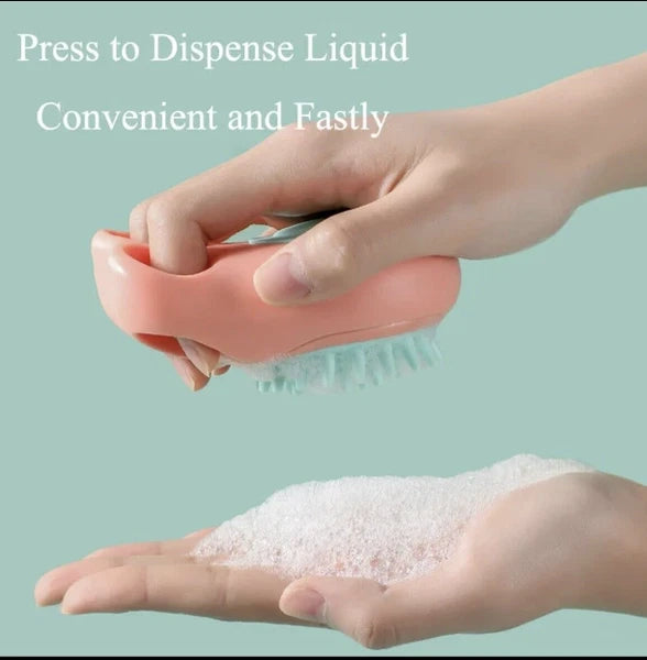 Silicon Bath Pet Body Brush Hair Shower Scrubber Gel Dispenser Soft Massager2PCS