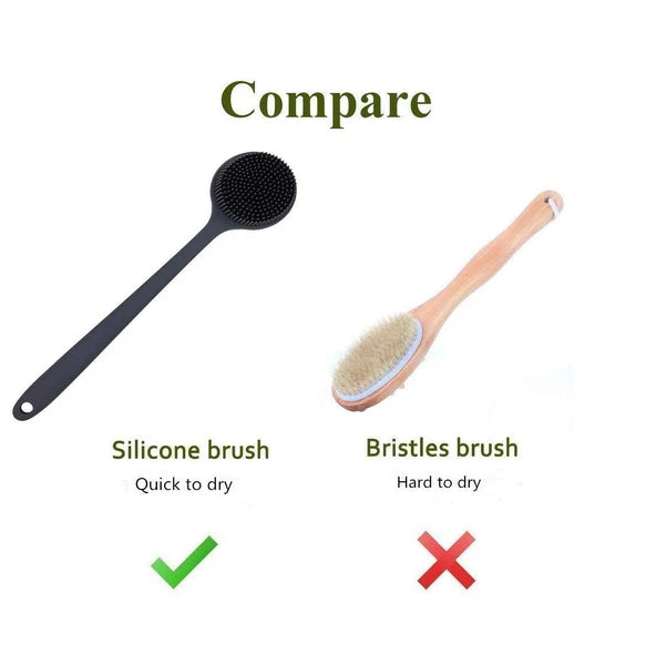 Silicone Body Scrubber Long Handle Back Scrubber for Shower Silicone Body Brush