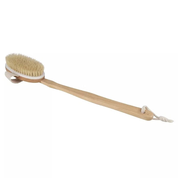 4x Long Handle Bath Brush Natural Bristles Body Back Shower Washing Scrubber