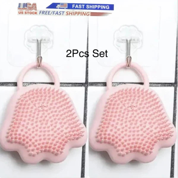 Silicon Bath Pet Body Brush Hair Shower Scrubber Gel Dispenser Soft Massager2PCS