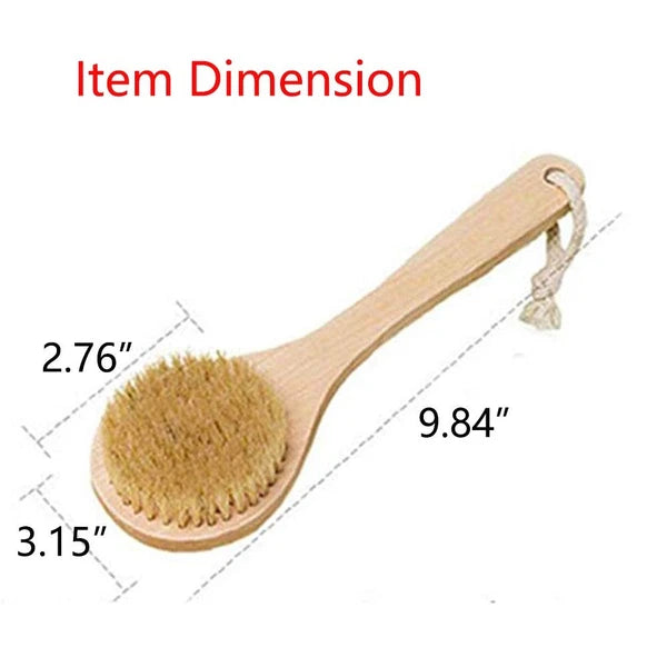 Dry Bath Body Brush Back Scrubber 9.84 Short Handle Natural Bristles Bath & Sho