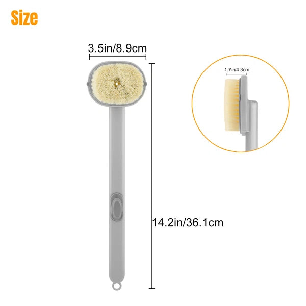 Long Handle Bath Shower Brush, Back Scrubber Body Exfoliator Clean Sponge Brush