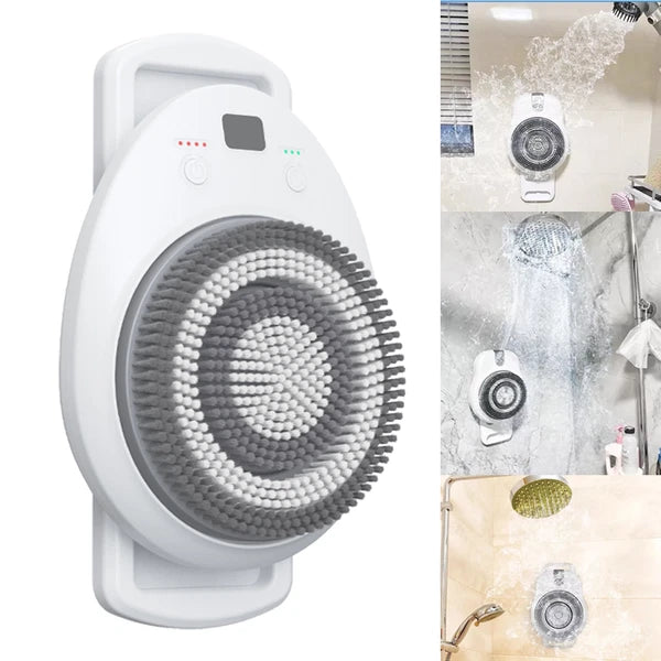 Electric Back Bath Brush Wall-mounted Intelligent Bathing Machine W/ Spare Brush