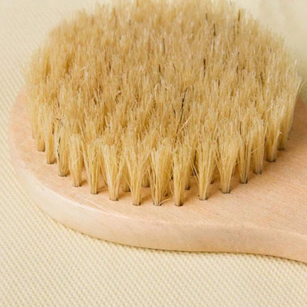 Dry Bath Body Brush Back Scrubber 9.84 Short Handle Natural Bristles Bath & Sho