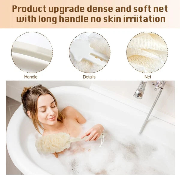 2x Back Scrubber for Shower Loofah Sponge Shower Brush Exfoliating & Long Handle